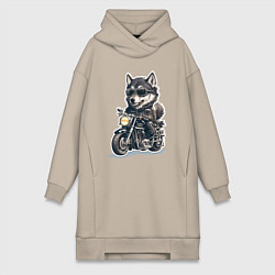 Женская толстовка-платье Волчья сила на двух колесах