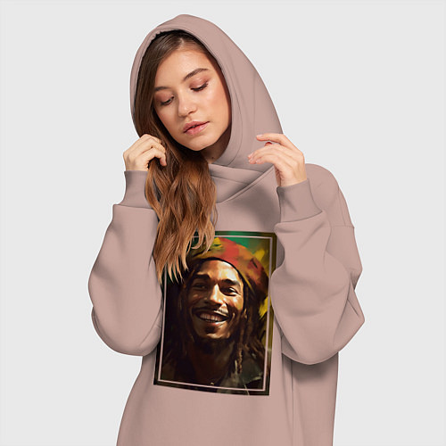 Женская толстовка-платье Боб Марли One love / Пыльно-розовый – фото 3