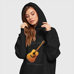 Женское худи-платье Гитара-ударный инструмент, цвет: черный — фото 2