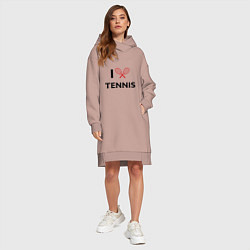 Женское худи-платье I Love Tennis, цвет: пыльно-розовый — фото 2