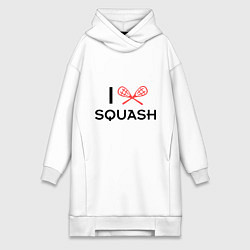 Женское худи-платье I Love Squash, цвет: белый