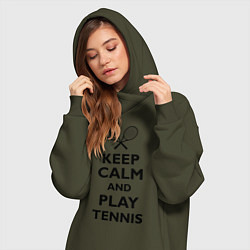 Женское худи-платье Keep Calm & Play tennis, цвет: хаки — фото 2