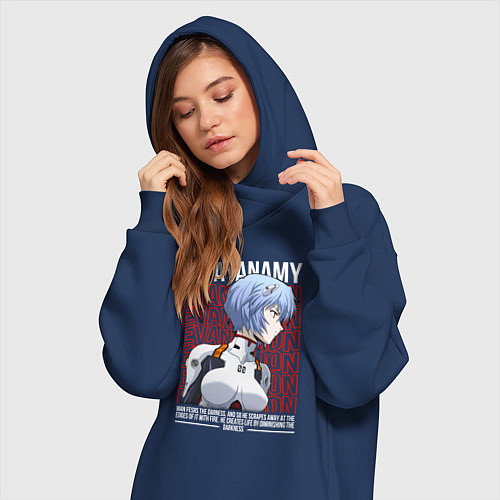 Женская толстовка-платье Евангелион Рей / Тёмно-синий – фото 3