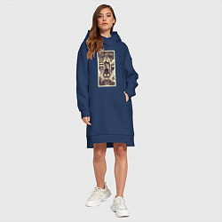 Женское худи-платье Бендер в стиле ретрофутуризма, цвет: тёмно-синий — фото 2