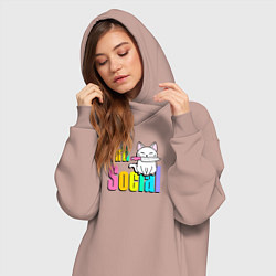 Женское худи-платье Асоциальный, цвет: пыльно-розовый — фото 2
