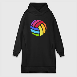 Женское худи-платье Rainbow volleyball, цвет: черный