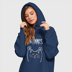 Женское худи-платье In Flames rock cat, цвет: тёмно-синий — фото 2