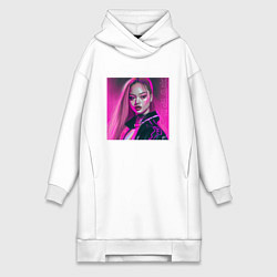 Женское худи-платье Blackpink Lisa аниме рисунок, цвет: белый