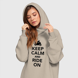 Женское худи-платье Keep calm and ride on, цвет: миндальный — фото 2