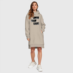 Женское худи-платье Леви Аккерман в блоках, цвет: миндальный — фото 2