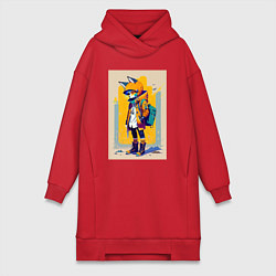 Женская толстовка-платье Fox cub - urban style - neural network