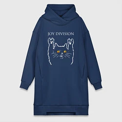 Женское худи-платье Joy Division rock cat, цвет: тёмно-синий