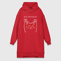 Женское худи-платье Joy Division rock cat, цвет: красный
