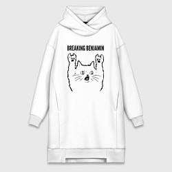 Женское худи-платье Breaking Benjamin - rock cat, цвет: белый