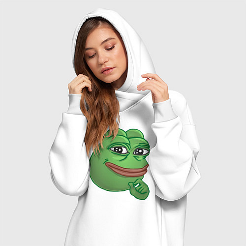 Женская толстовка-платье Лягушонок Пепе не доволен тобой / Белый – фото 3