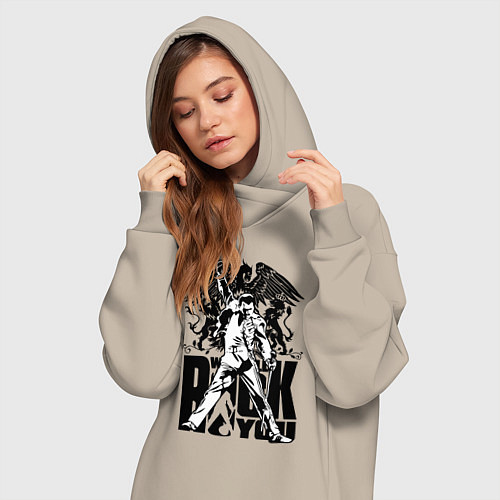 Женская толстовка-платье Queen rock you / Миндальный – фото 3