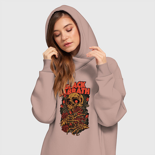 Женская толстовка-платье Черный саббат / Пыльно-розовый – фото 3