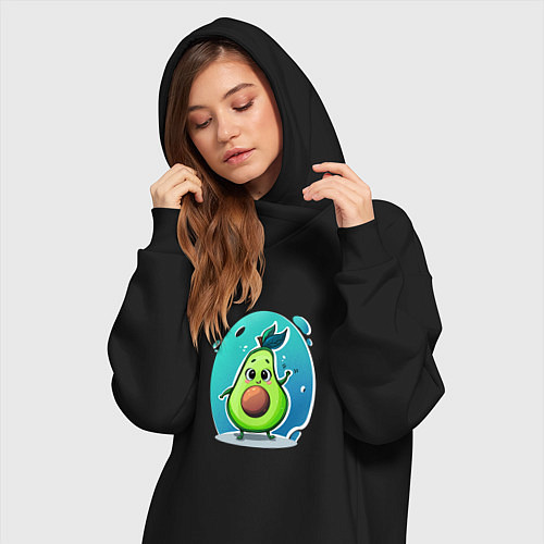 Женская толстовка-платье Cute avocado / Черный – фото 3