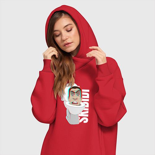 Женская толстовка-платье Skibidi Toilet G-toilet / Красный – фото 3