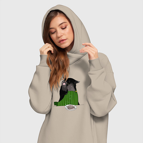 Женская толстовка-платье Кот повар / Миндальный – фото 3