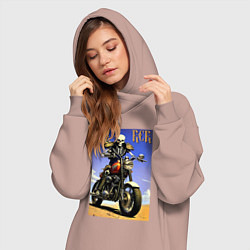 Женское худи-платье Crazy racer - skeleton - motorcycle, цвет: пыльно-розовый — фото 2