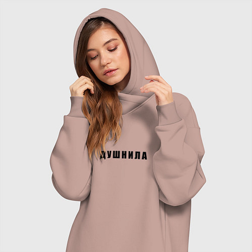 Женская толстовка-платье Душнила крупный шрифт / Пыльно-розовый – фото 3