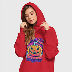 Женское худи-платье Тыква Хэллоуин, цвет: красный — фото 2