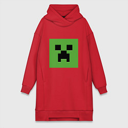 Женское худи-платье Minecraft creeper face, цвет: красный