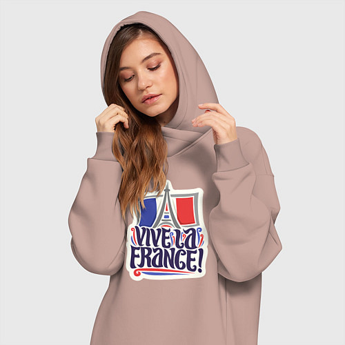 Женская толстовка-платье Vive la France / Пыльно-розовый – фото 3