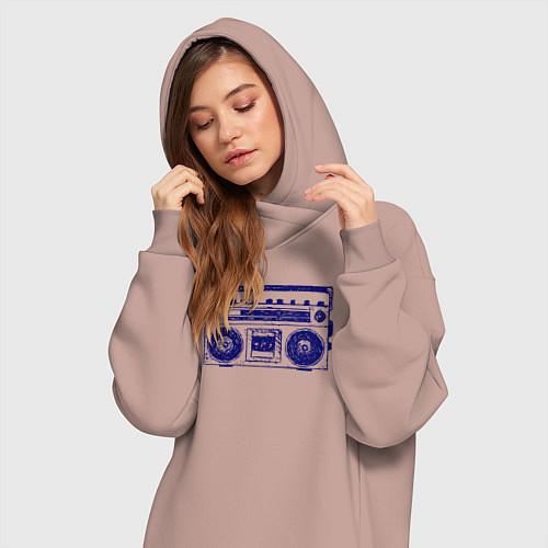 Женская толстовка-платье Магнитофон / Пыльно-розовый – фото 3