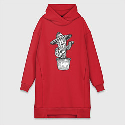 Женская толстовка-платье Кактус с гитарой