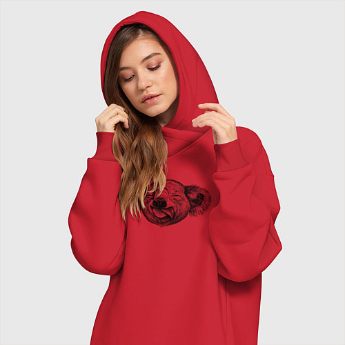 Женская толстовка-платье Коала голова / Красный – фото 3