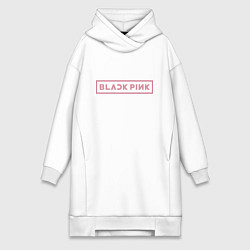 Женское худи-платье Black pink - logotype - South Korea, цвет: белый