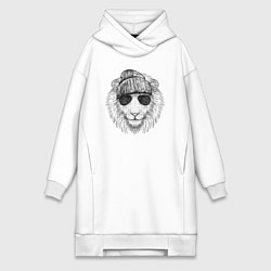 Женское худи-платье Лев модный, цвет: белый