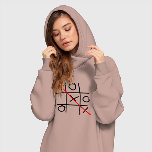 Женская толстовка-платье Крестики-нолики игра / Пыльно-розовый – фото 3