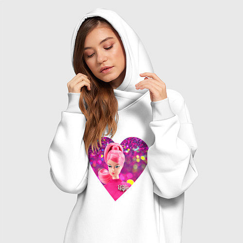 Женская толстовка-платье Барби сердечко / Белый – фото 3
