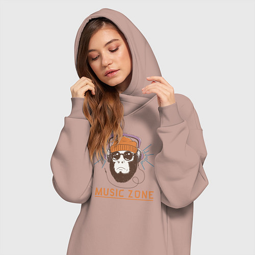 Женская толстовка-платье Monkey music zone / Пыльно-розовый – фото 3