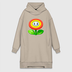 Женское худи-платье Цветок Марио, цвет: миндальный