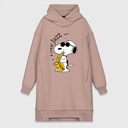 Женское худи-платье I love jazz, цвет: пыльно-розовый