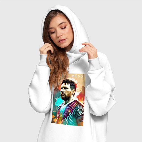 Женская толстовка-платье Lionel Messi - football - striker / Белый – фото 3