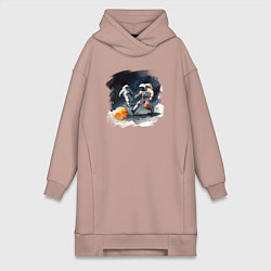 Женская толстовка-платье Космические футболисты