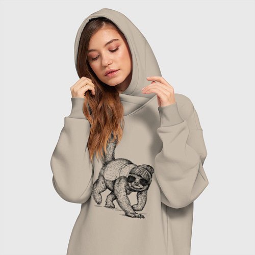 Женская толстовка-платье Медоед на стиле / Миндальный – фото 3