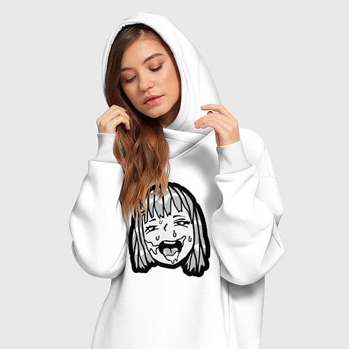 Женская толстовка-платье Ahegao baby / Белый – фото 3