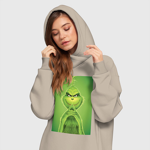 Женская толстовка-платье Коварный Гринч похититель Рождества / Миндальный – фото 3