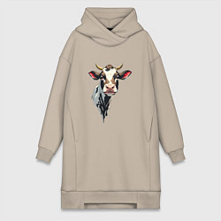 Женское худи-платье Злая корова, цвет: миндальный