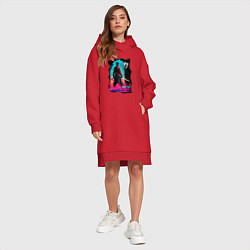 Женское худи-платье Мечник с катанами, цвет: красный — фото 2