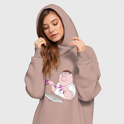 Женское худи-платье Питер Гриффен с длинными ногтями, цвет: пыльно-розовый — фото 2