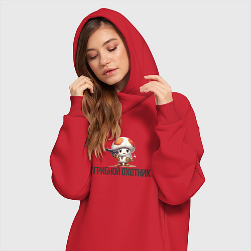 Женская толстовка-платье Грибная охота / Красный – фото 3