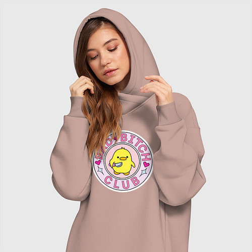 Женская толстовка-платье Bad bitch club / Пыльно-розовый – фото 3