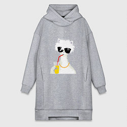 Женская толстовка-платье Лама - альпака с бокалом